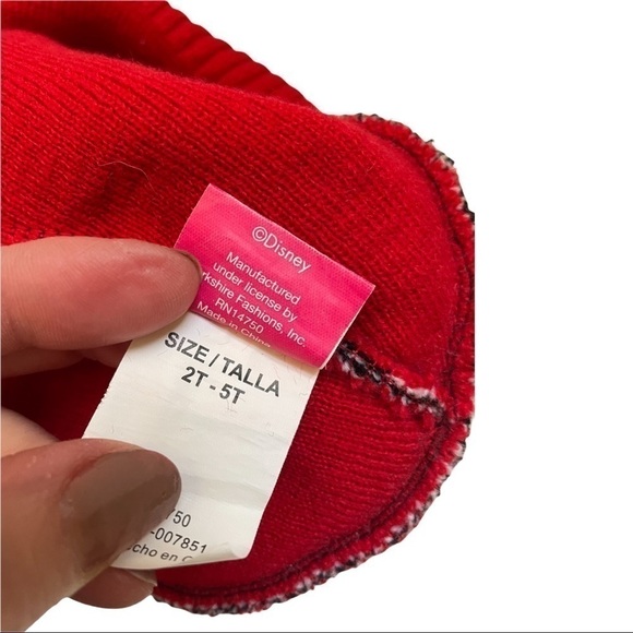 𝅺MINNIE Mouse knit polka dot hat Red bow at top and red head band Minnie patch - Picture 4 of 4